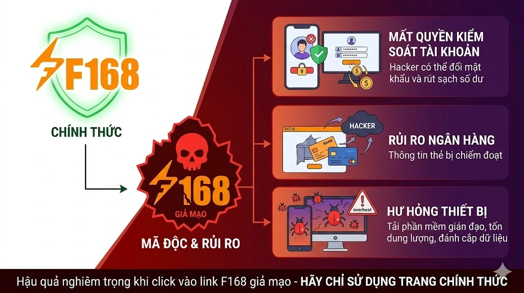 Hậu quả nghiêm trọng khi click vào link F168 giả mạo